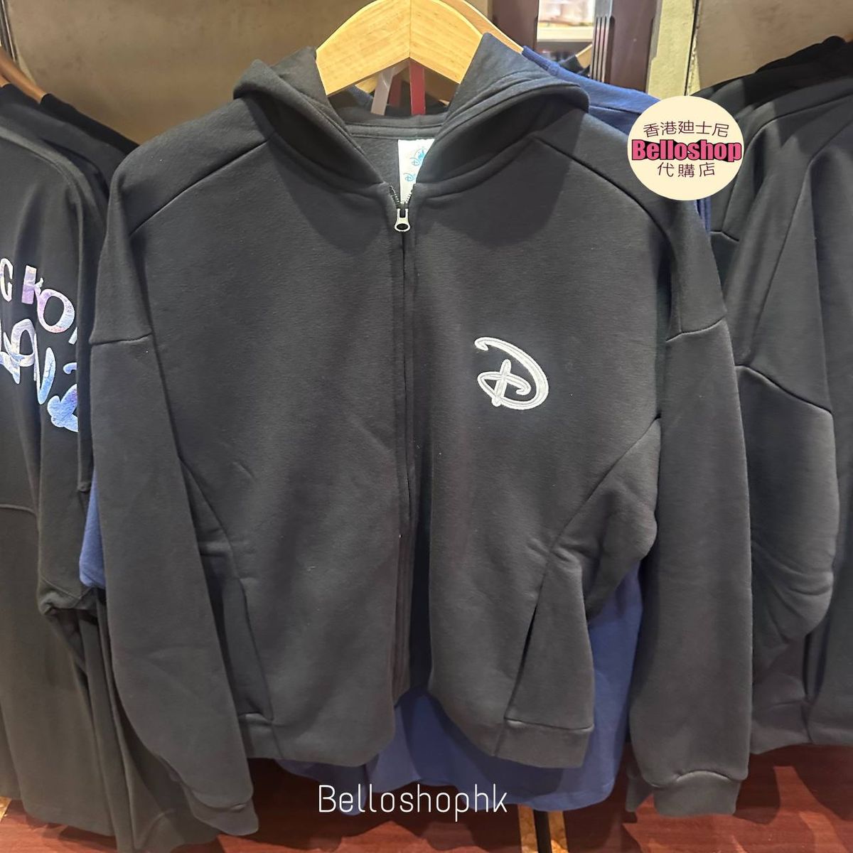 HKDL - Hong Kong Disneyland Park Logo Black Zip Up Hoodie Jacket Unisex  Adult | BELLOSHOPHK LIMITED