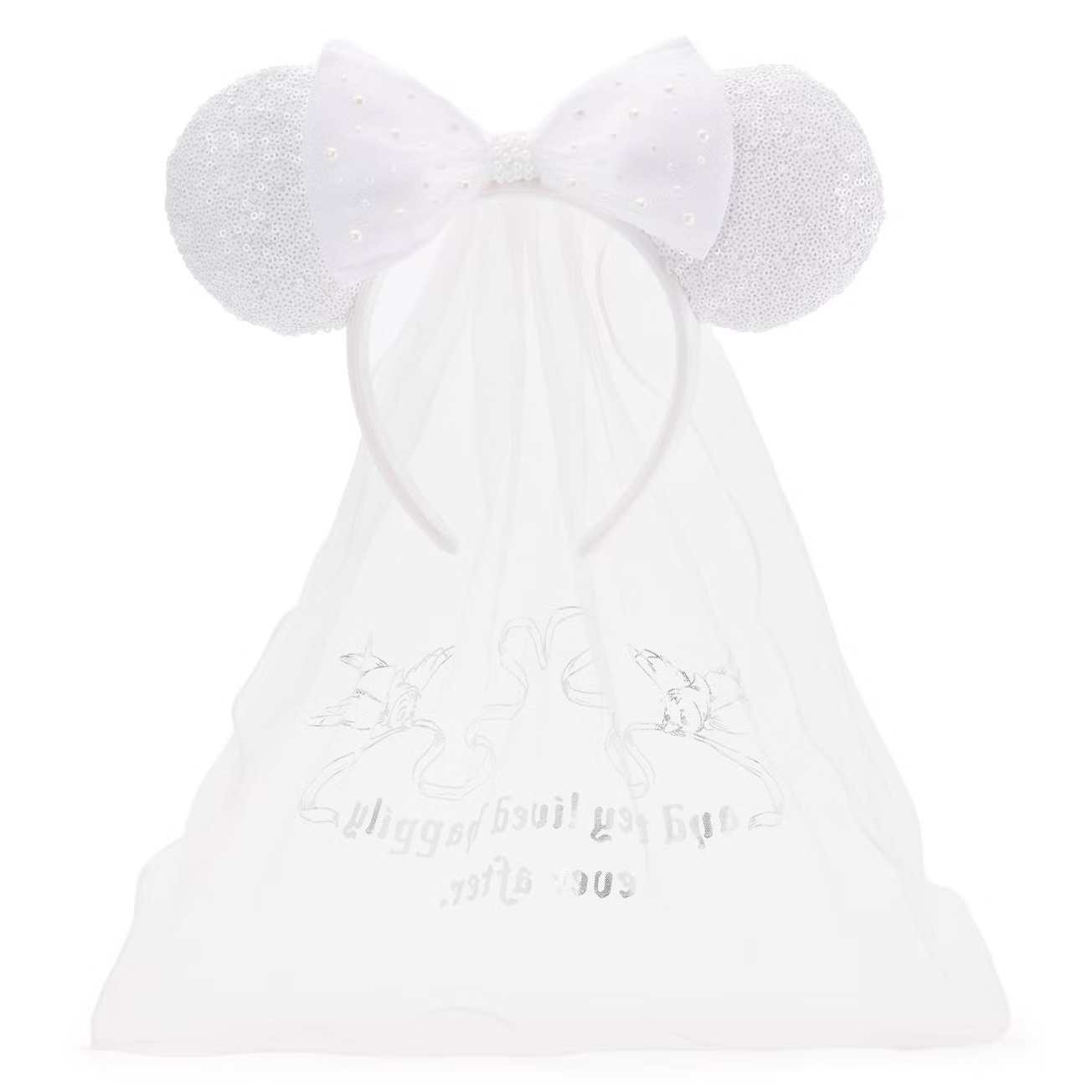 SDHK - Cinderella Ears Headband Bridal Veil for Adults