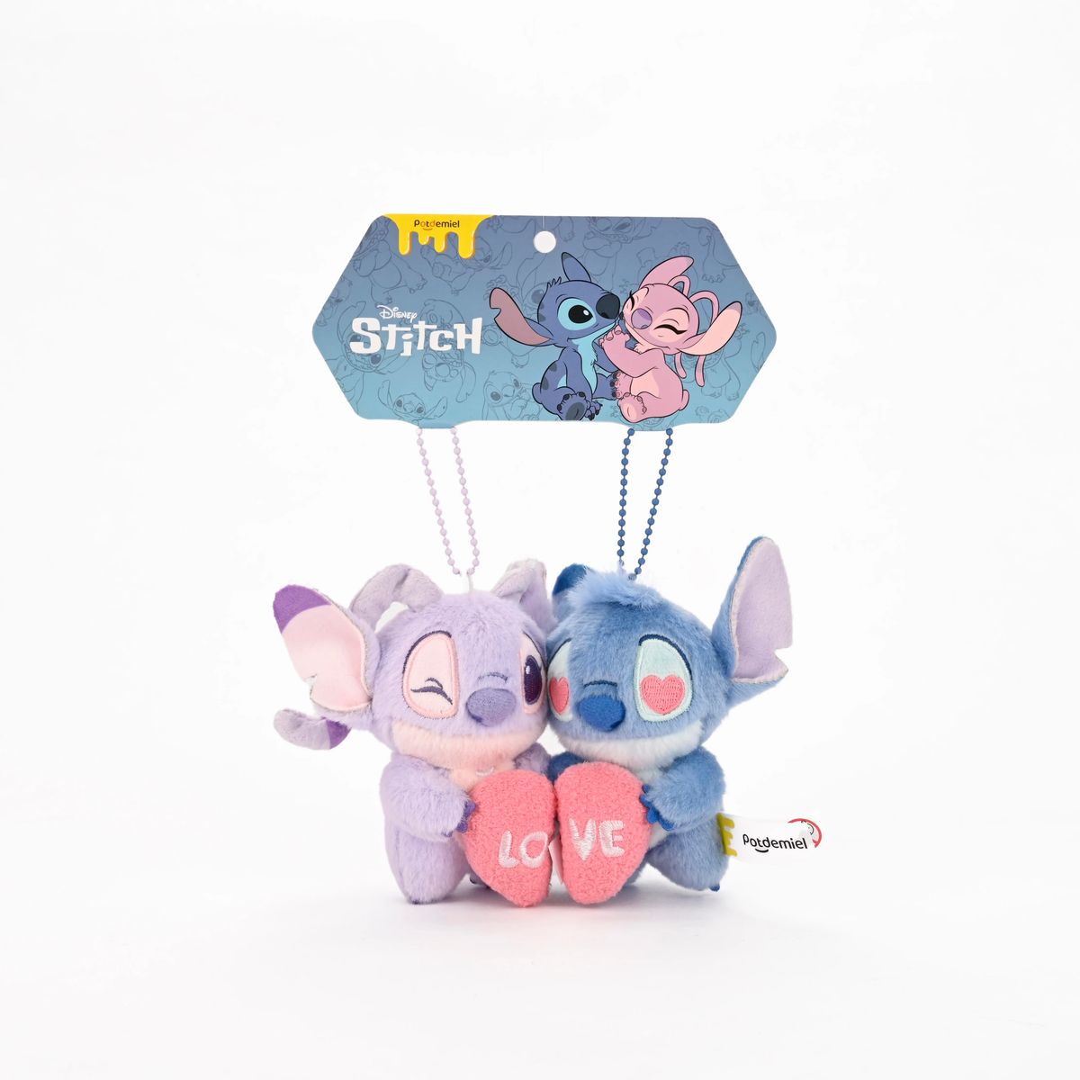 Other / Potdemiel - Stitch and Angel Magnet Plush Keychain Set